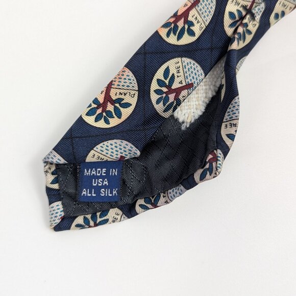 Earth Air Water Tree Men's Plant a Tree Silk Neck Tie 50 Inches Vintage Nature - Picture 4 of 6